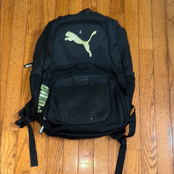 Puma Black and Gold Kids Backpack - Picture 1 of 8